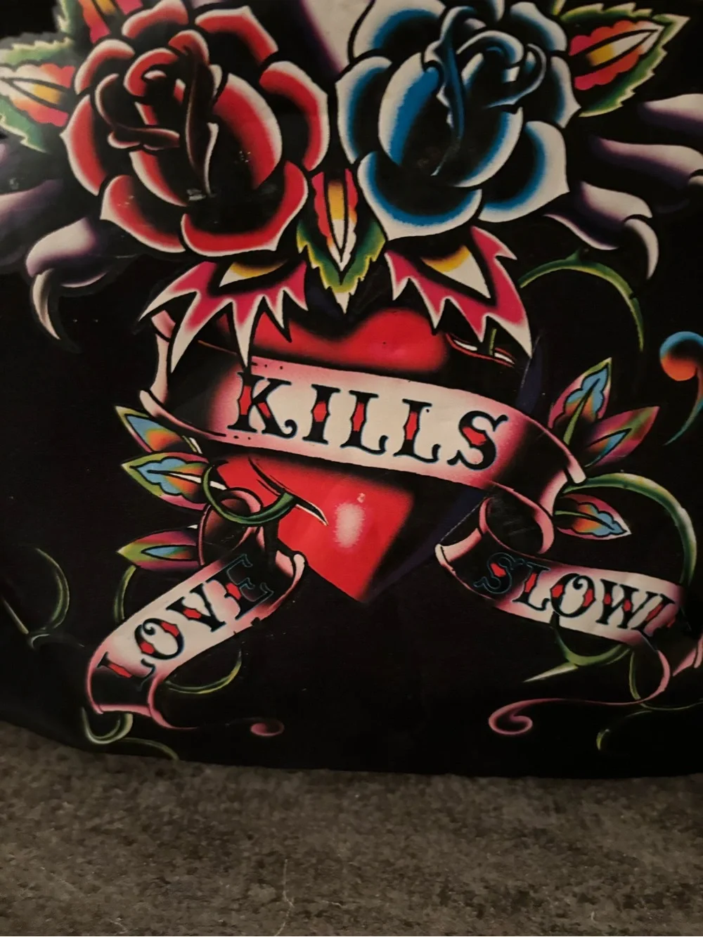 ED HARDY VINTAGE BLACK CANVAS TOTE